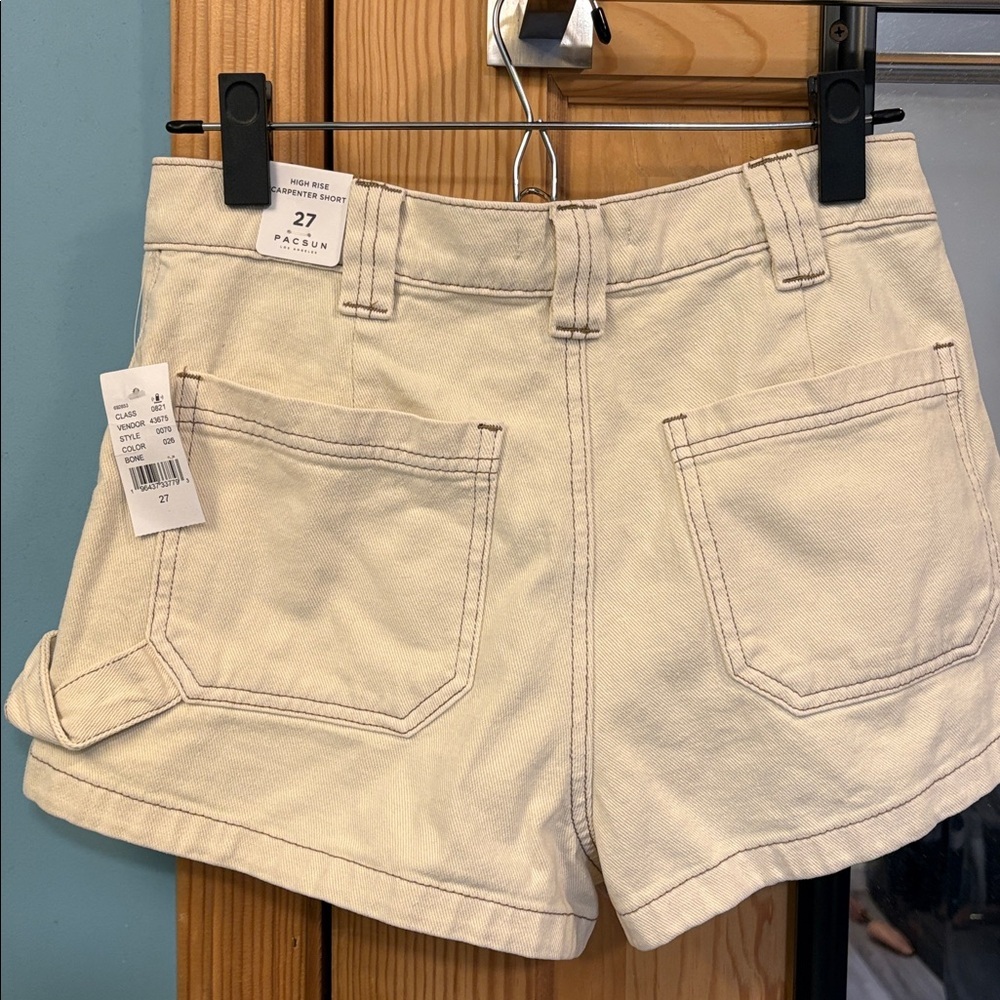 Pacsun Cream High-Rise Carpenter Women’s Shorts Sz 27 NWT - Picture 6 of 6